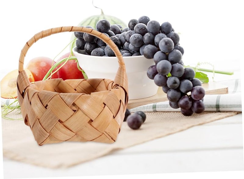 Light Brown Mini Woven Basket Portable Storage For Fruit Photo Prop Organizing - Image 3